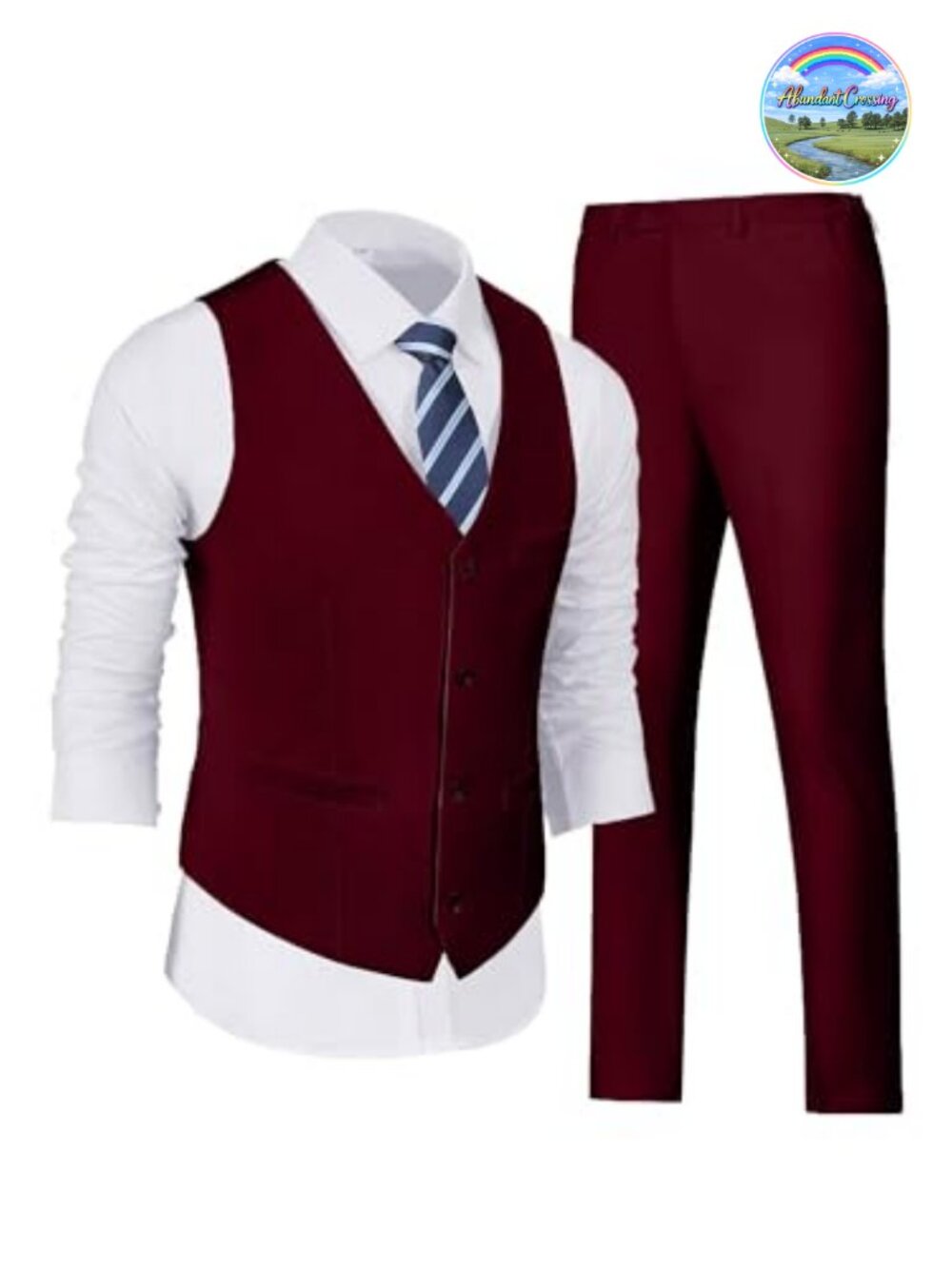 Men's 2-Piece Vest and Pants Set Polyester Viscose V-Neck Slim Fit Suit